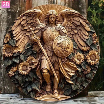 CIFBUY Retro Vintage Archangel Michael Aluminum Wall Art Weatherproof Durable Alloy Decor for Home Kitchen Cafe Prayer