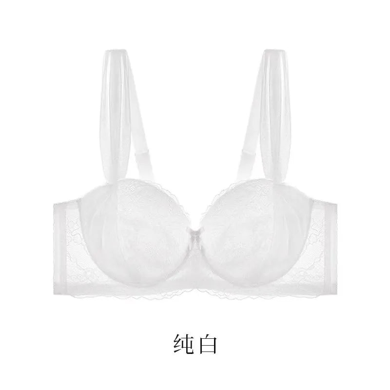 French Lace Bra for Women Big Chest Appears Small Push-up Bra Breast Collection Top Up Anti Sagging Large Size Lingerie GT8907