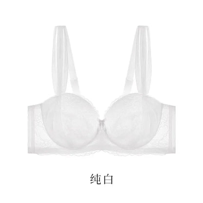 French Lace Bra for Women Big Chest Appears Small Push-up Bra Breast Collection Top Up Anti Sagging Large Size Lingerie GT8907