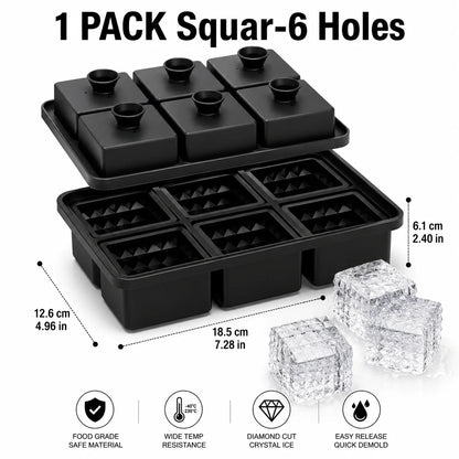 Easy Release Diamond Ice Cube Tray Sphere Ice Mold Food Grade Silicone Ice Molds With Funnel For Slow Melting Coffee Bar Gadgets