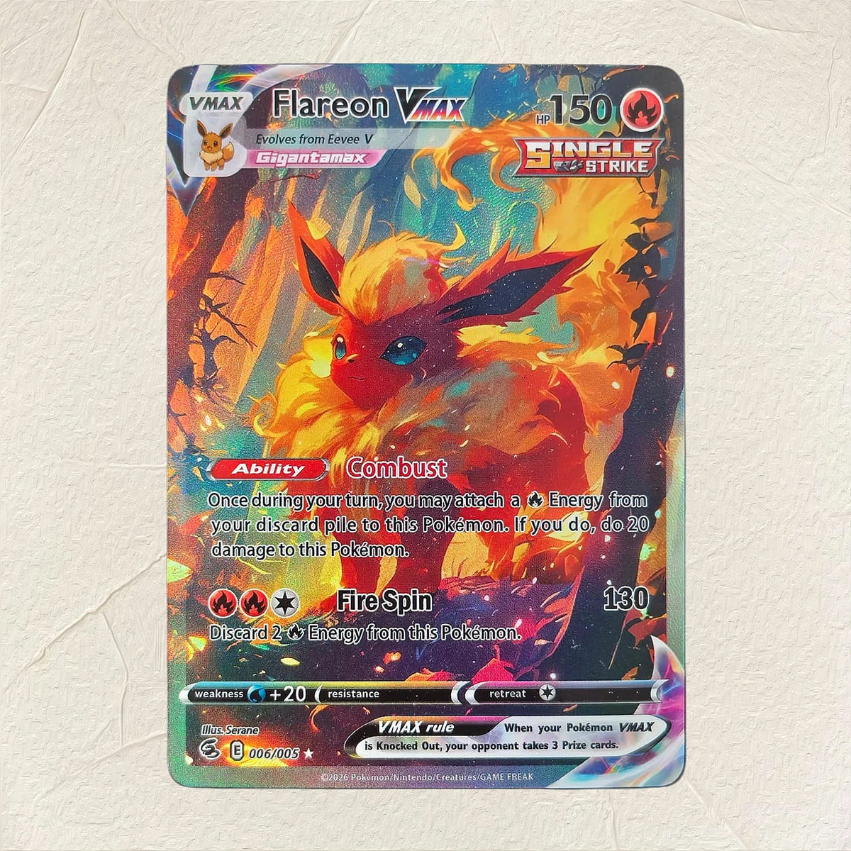 English Jolteon VMAX 006/008 DIY Holographic Foil Texture Card, Perfect Condition Premium Anime Collection Card