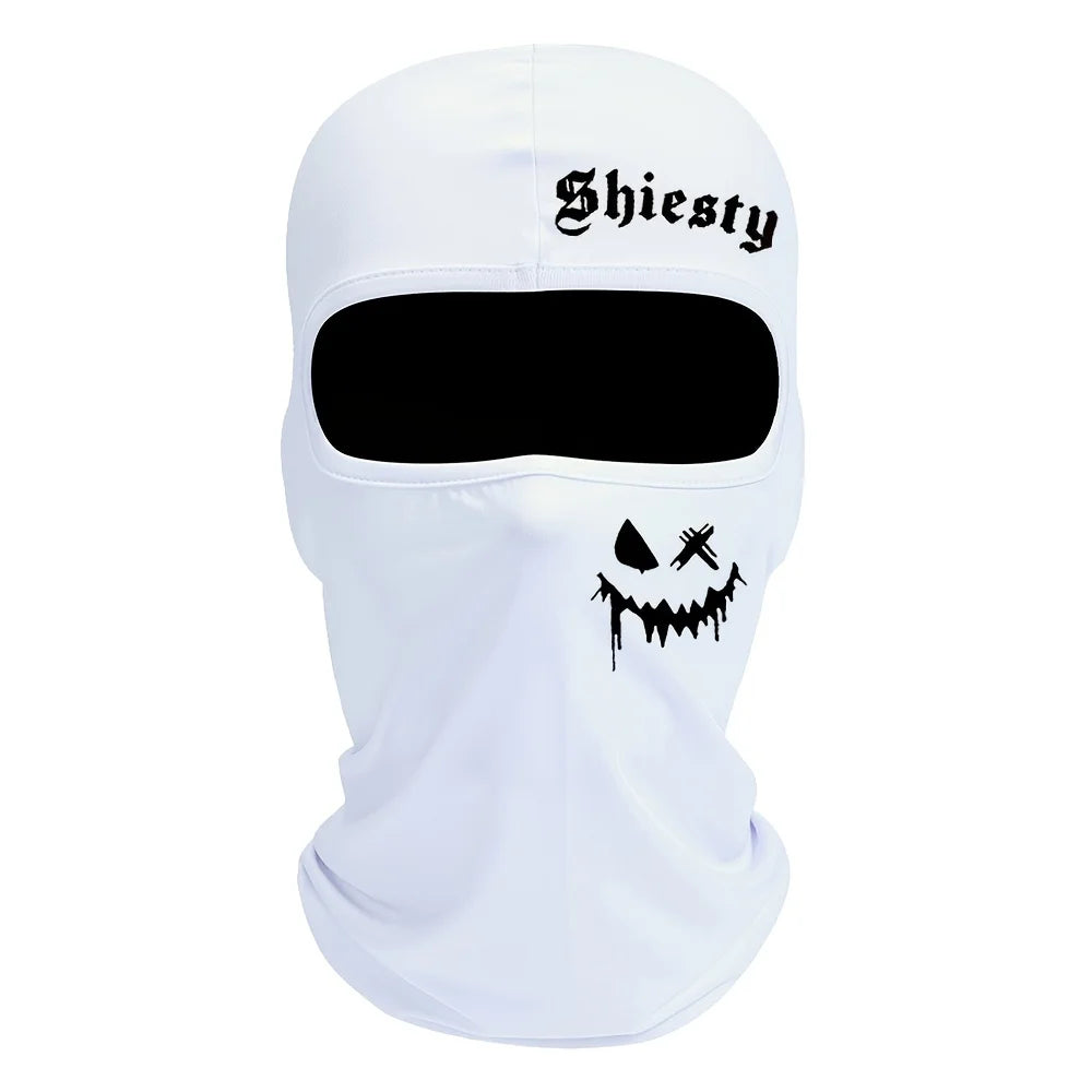 Smiling face print Balaclava face mask, summer cool neck cover, motorcycle skiing scarf, unisex