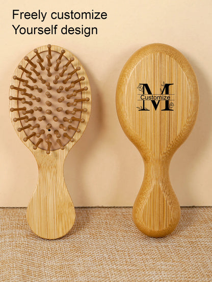 1pc Personalised Custom Bamboo Hairbrush Air Cushion Hair Brush Premium Detangling Massaging Scalp Comb Gifts for Men Women