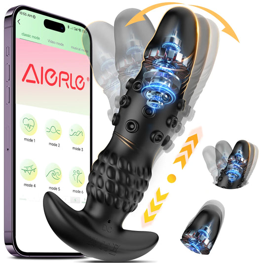 AIERLE APP Control Prostate Massager Vibrator Male Telescopic Wiggling Vibrating Anal Butt Plug for Men Vibrating Adult Sex Toys