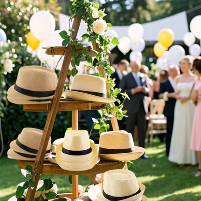 58/60cm Wedding Straw Fedora Hat for Men Women Trilby Hat Short Brim Panama Hat Beach Havana Party Favors Big Head Gentleman Cap