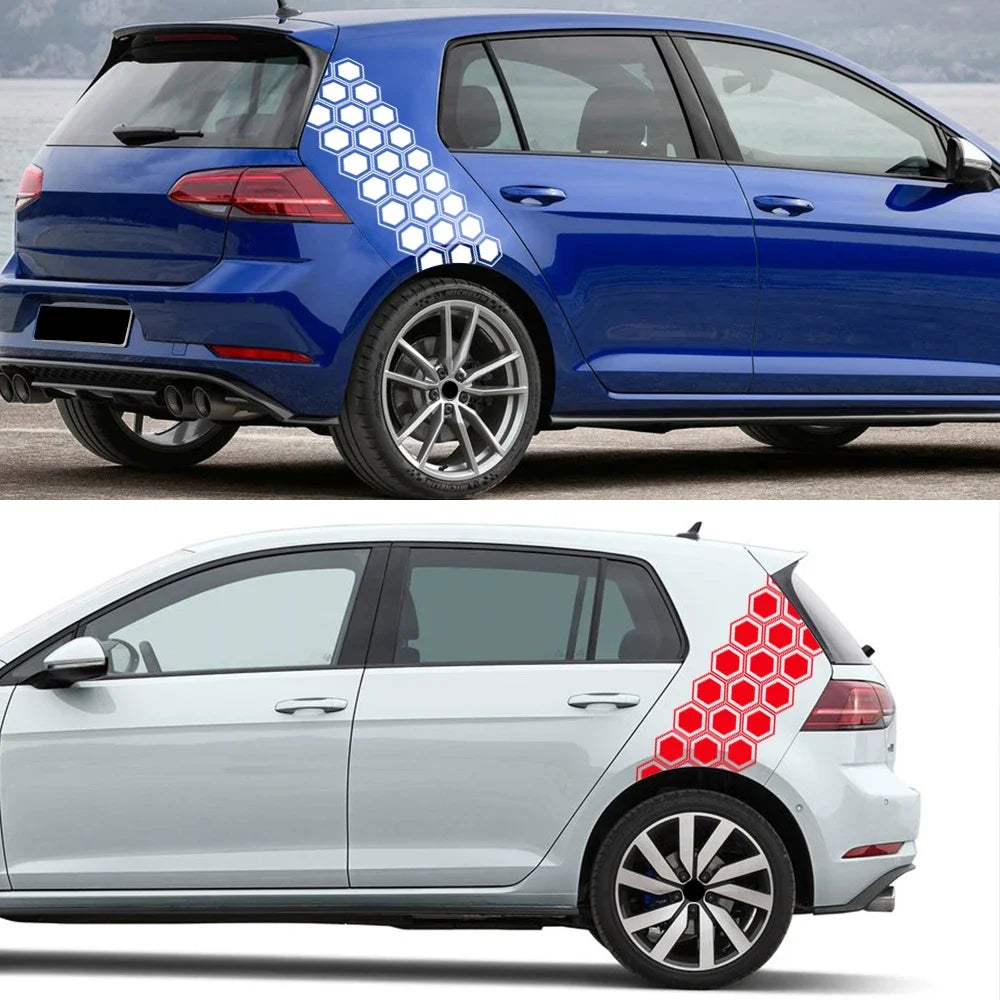 Honeycomb Hexagonal Graphics Car Vinyl Decal Car Body Side Sticker Waterproof Modification Decoration Auto Tuning Accessories