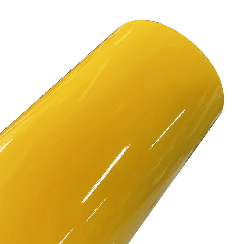 Premium Gloss Bright Yellow Vinyl Wrap Roll Self Adhesive Vehicle Car Decal Wrapping