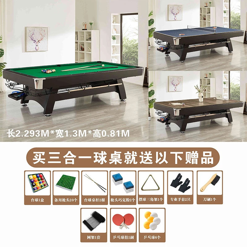 Household solid wood pool table automatic return American black eight indoor pool table multi-functional three-in-one marble tab