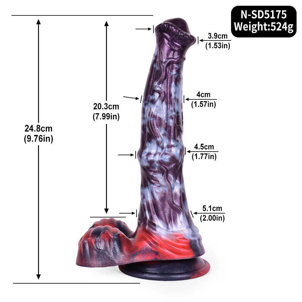 FAAK Colorful Silicone Ribbed Fantasy Horse Knot Dildo with Suction Cup Anal Sex Toys Soft Girthy Huge Fake Penis for Women