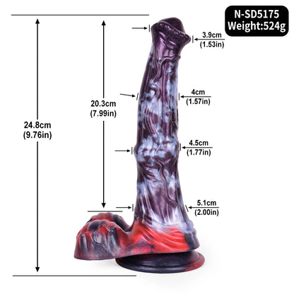FAAK Colorful Silicone Ribbed Fantasy Horse Knot Dildo with Suction Cup Anal Sex Toys Soft Girthy Huge Fake Penis for Women