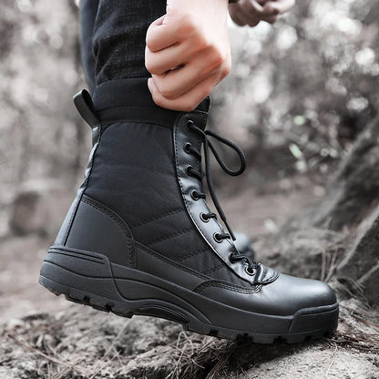 New Men's Motorcycle Boots, High-quality Cowhide Plush Tactical Boots, Flying Desert Boots, Hiking Shoes, Outdoor Sports And Hun