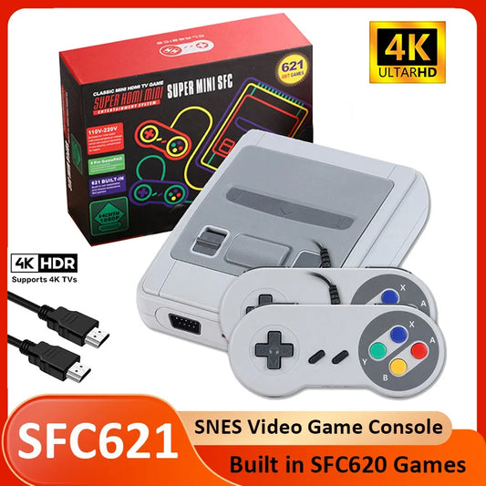 SFC621 Mini Retro Video Game Console 4K HDMI For SNES Home Came Console Built in SFC620 Game with wired Gamepad for Kids Gifts