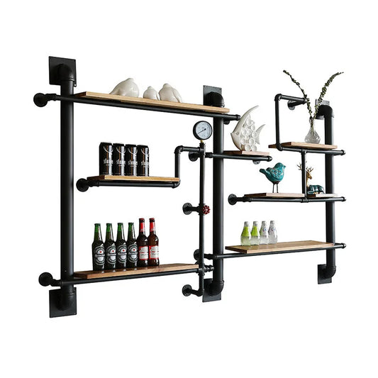 Industrial Kitchen Iron Pipe Shelves Storage Holders Living Room Wall Mounted Display