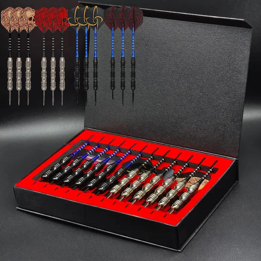 Professional Steel Tip Darts Set -  Metal Tip Darts with Colorful Aluminum Shafts,Flights & Protectors - Dart Accessories Kit