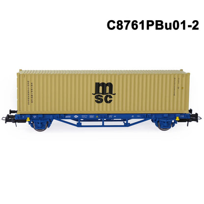 Evemodel Model Railway HO Scale 1:87 Flat Car with Container 20ft 40ft Shipping Cargo Box Lot C8761