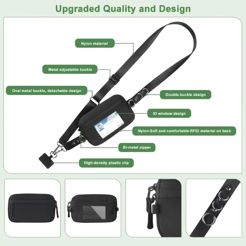 Trend Stripes Diagonal Cross Mobile Phone Lanyard Strap with Multifunctional Wallet Portable Storage Bag for Travel Anti Loss