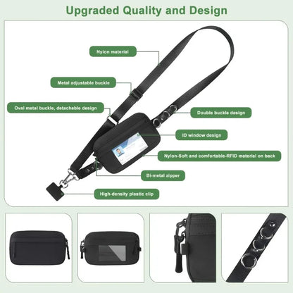 Trend Stripes Diagonal Cross Mobile Phone Lanyard Strap with Multifunctional Wallet Portable Storage Bag for Travel Anti Loss