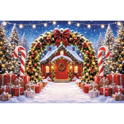Winter Christmas Red Screen Snowman Christmas Tree Theme Banner Backdrop, Christmas Party, Home Decoration Photography Backdrop