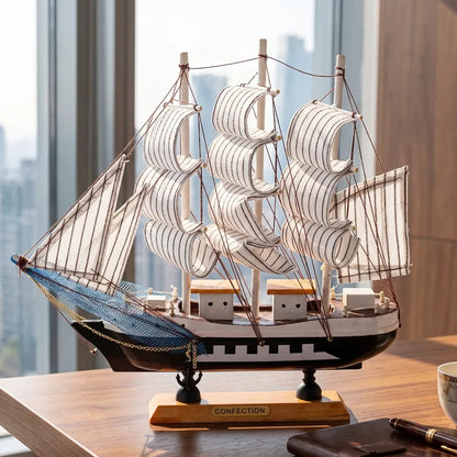 Wooden Sailboat Model Handcrafted Coastal Nautical Decor Table Centerpiece For Living Room Office Desk Gift For Adults And Teens