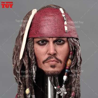 1/6 Scale Johnny Depp Head Sculpt Carving Model Resin Hair Fit 12'' Male Soldier Action Figure Body Dolls Toy