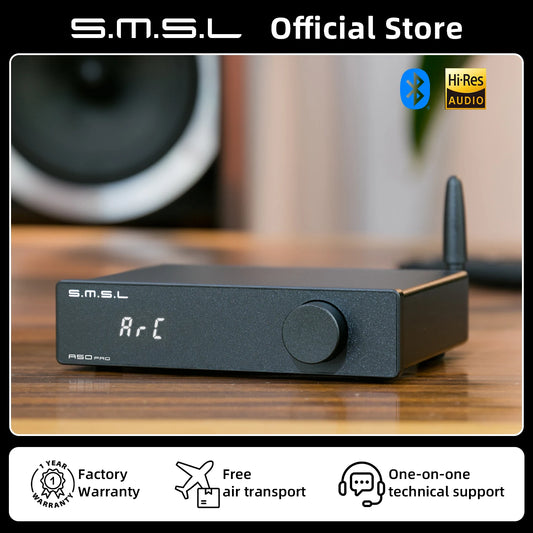 SMSL A50PRO 2.1 Power Amplifier 2 MA12070P Bluetooth EQ Setting 100W HDMI-ARC Screen OFF High Low Filter