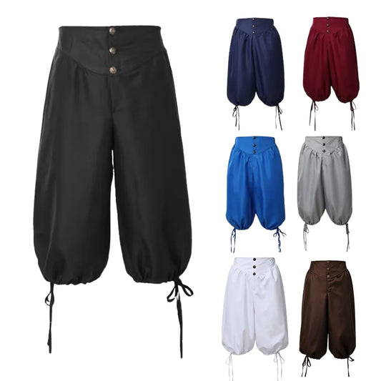 Pirate Costume Breeches Pirate Pants Renaissance Medieval Viking Trousers Cosplay Back Lace Up Shorts