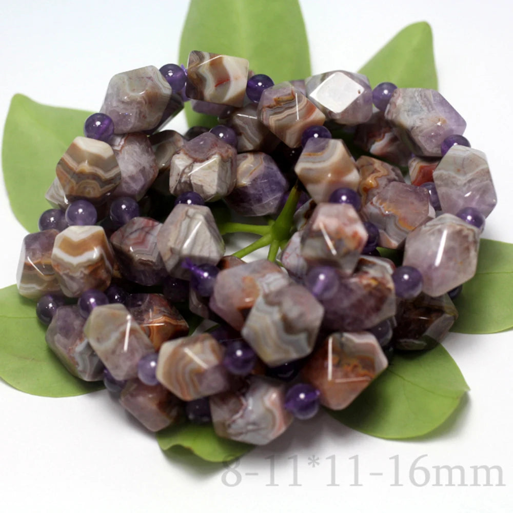 Meihan Top Natural Dunhuang Auralite Amethyst Quartz Bracelet Faceted Irregular  Beads Jewelry Gift Fortune Stone