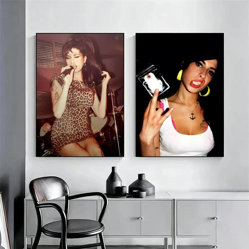 Singer Amy Winehouse Poster Classic poster and wall art prints are suitable for living rooms, bedrooms,and home