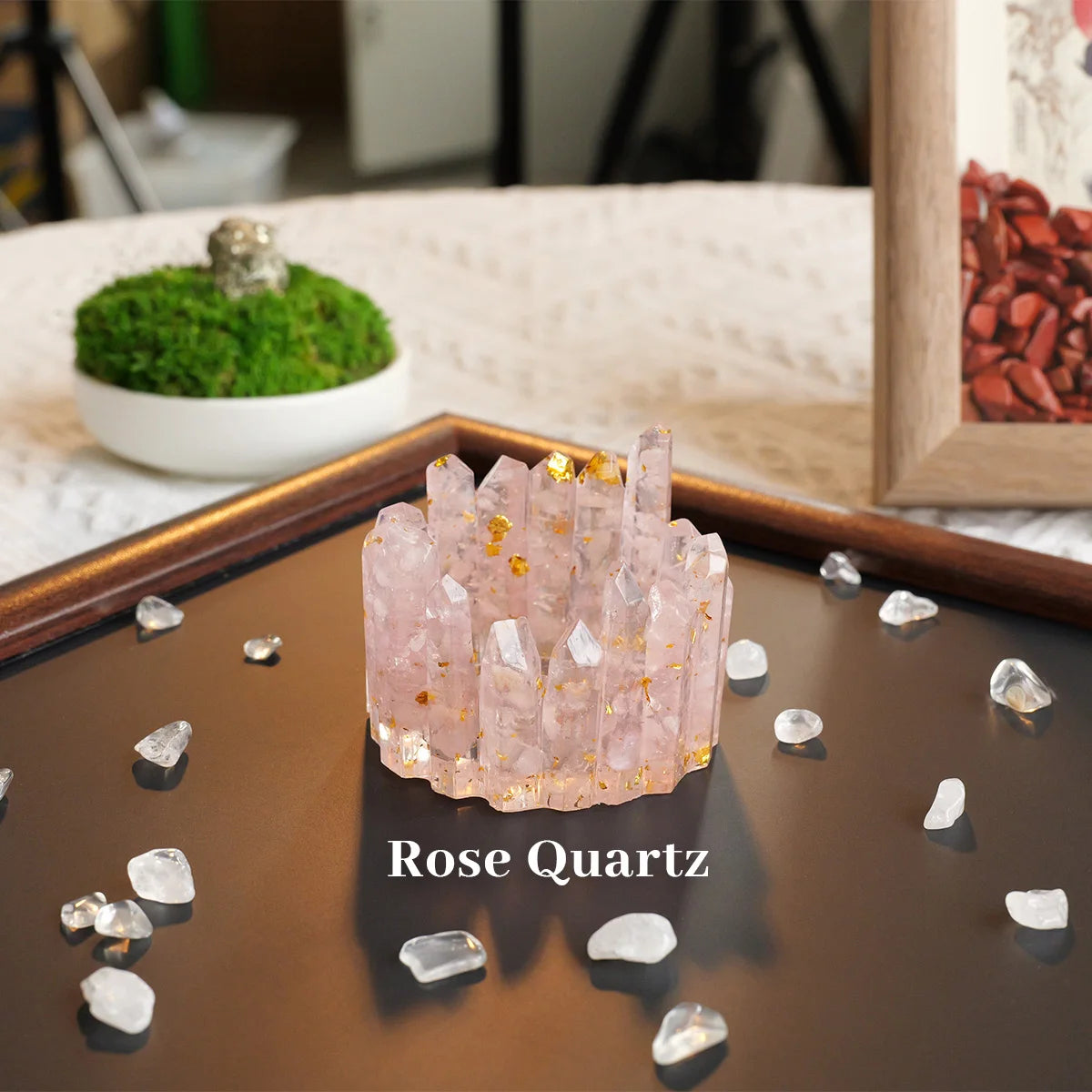 1PC Natural Crystal Energy Generator degaussing Bowl Reiki Healing Chakra Resin Meditation Point Room Decor For Mother Day Gift