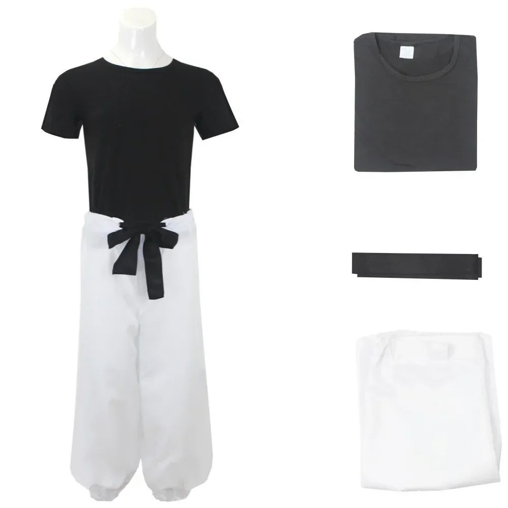 New Jujutsu JJK Manga Anime Fushiguro Toji Satoru Gojo Cosplay Costume Wig T-shirt Pants Rose Net Halloween Christmas