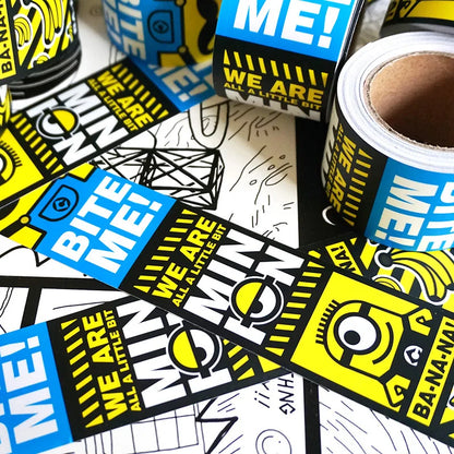 Little Yellow Cute Roll-packed Cartoon Waterproof PVC Sticker Tape Long Warning Trendy Brand Sticker 5 Meters Per Roll