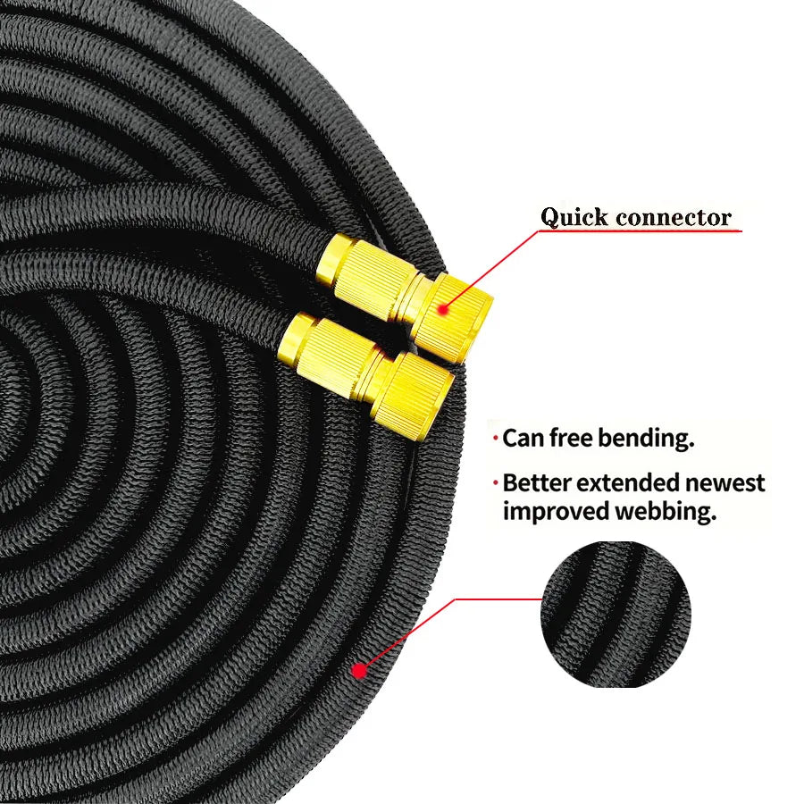 Expandable Garden Hose 25FT-150FT Magic Water Pipe for Home Garden Daily Watering High-Pressure Car Wash Cleaning Spray Gun