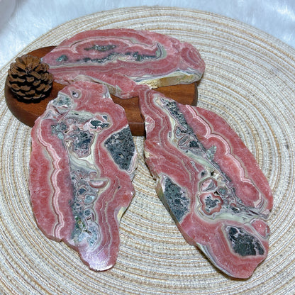 Healing Natural Crystal Rare Argentina Rhodochrosite Large Slices Slab Ore Mineral Gemstones Ornament Home Decoration Gift