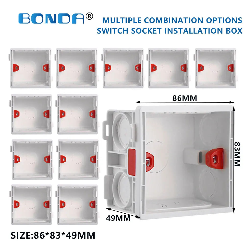 Switch Socket Box Atlectric Mounting Cassette Junction Hidden Concealed Internal Mounting Wall Box Cassette Type 86mm White