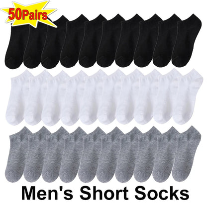 10/30/50 Pairs Summer Boat Socks For Men Non-slip Silicone Invisible Cotton Socks Breathable No-Show Slippers Sport Ankle Socks