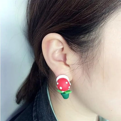Super Mario Earrings Piranha Plant Funny Anime Creative Game Dangle Jewelry Women Girls Fashion Cute Cartoon Charms Earrings