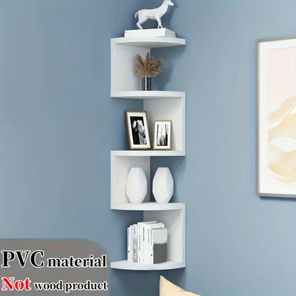 Corner Storage Rack, Moisture-Proof, No-Drill Wall-Mounted Shelf for Bedroom, Wall Corner Bookshelf, Kitchen Triangle Cabinet Storage Rack