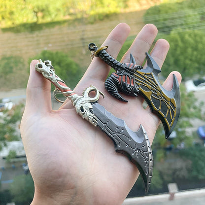 God of War 5 Ragnarok Keychain Kratos Leviathan Axe Blades of Chaos Mjolnir Hammer Weapon Pendant Key Chain for Men Keyring Gift