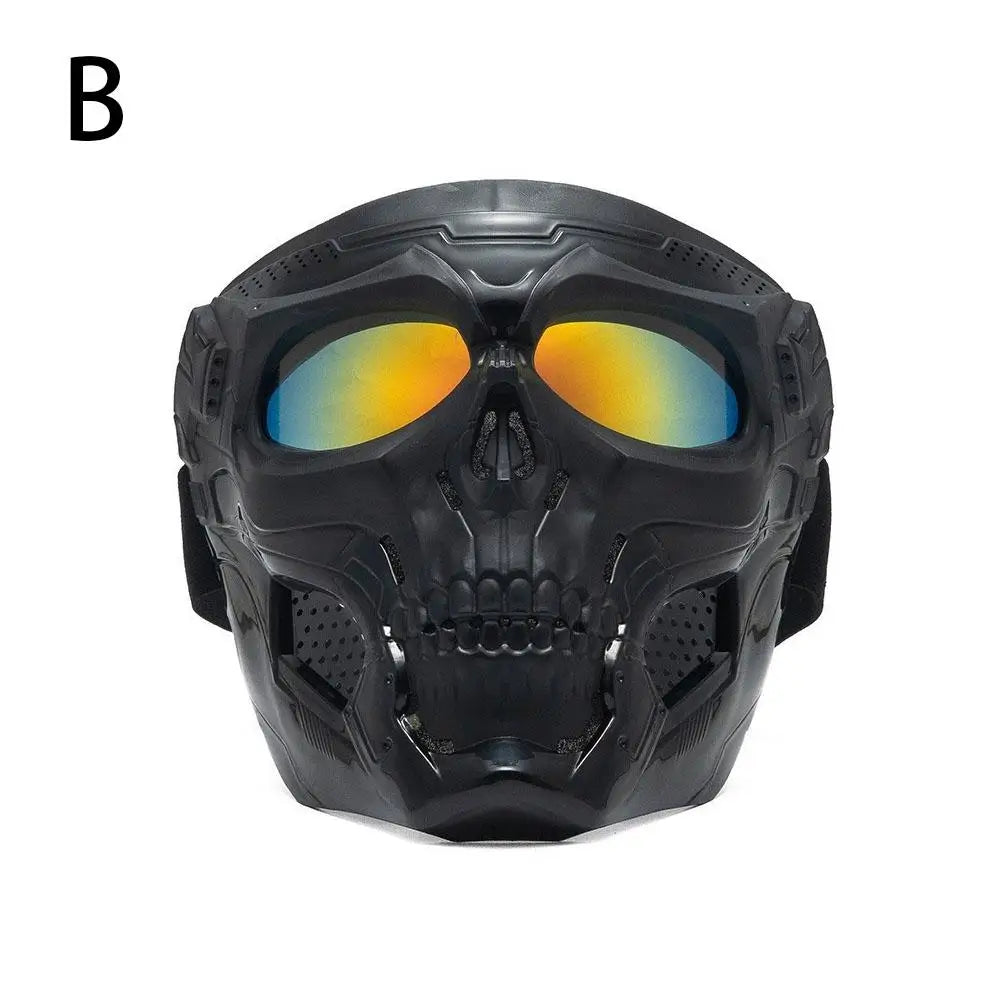 Creative Skull Motorcycle Riding Mask Retro Harley Mask Windproof Dustproof Face Mask Outdoor Goggles Adjustable Elastic Band