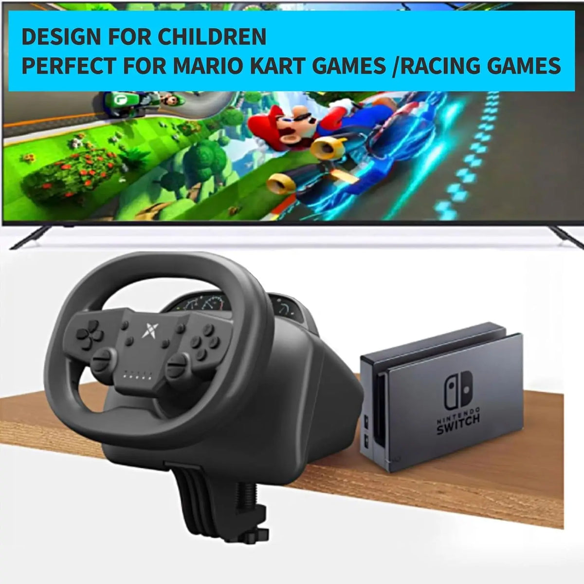 DOYO Racing Game Steering Wheel Vibration Controller Simulation Racing Pedals for Switch/PC/PS4/PS3/iOS and Android Phones