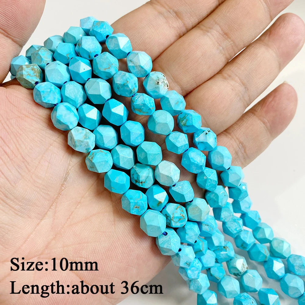 Blue Turquoise Stone Bead Irregular Round Oval Square Heart Loose Spacer DIY Beads Fit Jewelry Making Bracelet Necklace Handmade