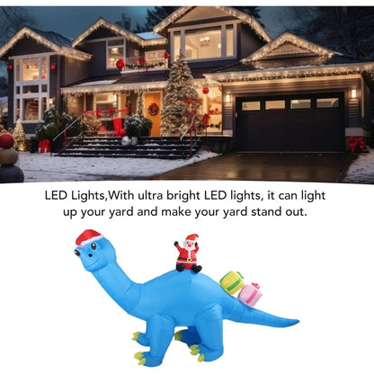 Christmas Inflatable Outdoor Decorations with LED Lights Santa Riding Blue Dragon Blow Up Yard Lawn Lighted Holiday Decor