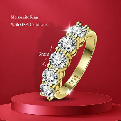 Pass Diamond Tester Pen Moissanite Ring Full Moissanites Around for Women S925 Silver Wedding Diamonds Band Stackable Ring