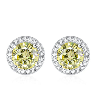 Tezzc Moissanite Stud Earrings for Women 925 Sterling Silver Green Blue Pink Red Black Blue Sparkling Moissanite Studs Earring