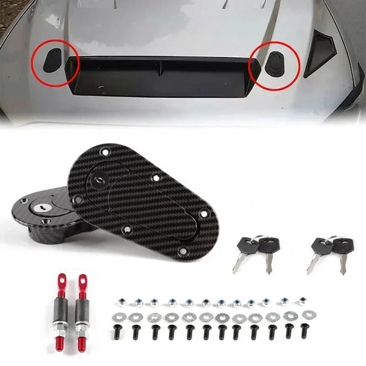 Front Hood Engine Bonnet Pin Latch Lock Universal For Racing Car Safety Protection with Lock keys Kit Refitting