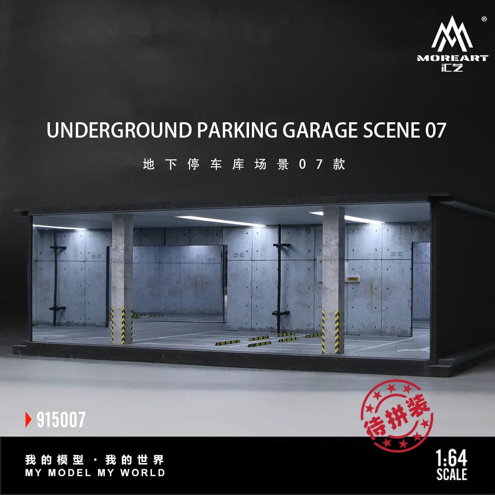 More Art 1:64 Underground Parking Garage Scene Model 07 ,Lighting Parking Lot Diorama For Display&Collection&Gift