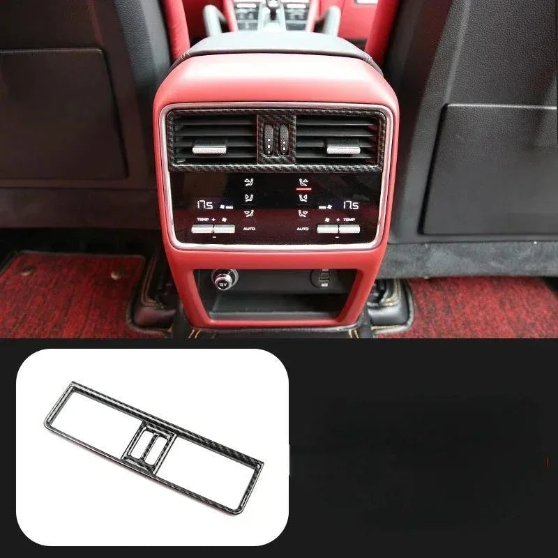 For Porsche Macan Cayenne 2011-2022 ABS Red Car Rear Air-conditioning Outlet Frame Cover Trim Interior Car Accessories