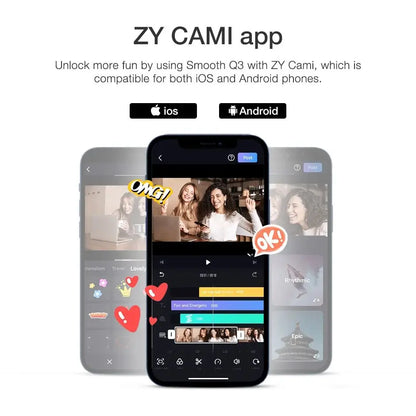 ZHIYUN Official SMOOTH Q3 3-Axis Smartphone Gimbal Handheld Foldable Stabilizer With Fill Light Auto Tracking for IPhone/Android