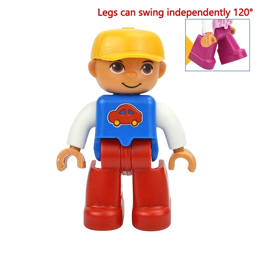Figures Dolls Big Size Building Blocks Family Action Workers Doctor Police Farmer Compatible Large Bricks Duploes Kid Toys