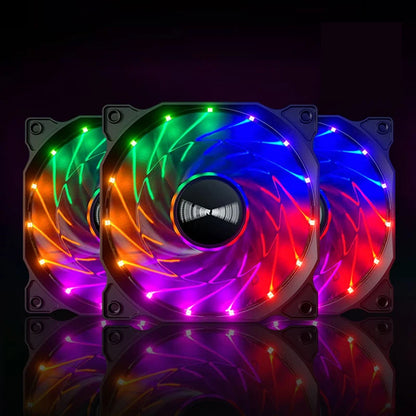 TEUCER 120mm Cooling Fan RGB Vortex Light Effects 12V Big 4Pin Cascadable Hydraulic Bearing Quiet PC Case Fan